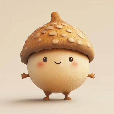 Kawaii Acorn Character