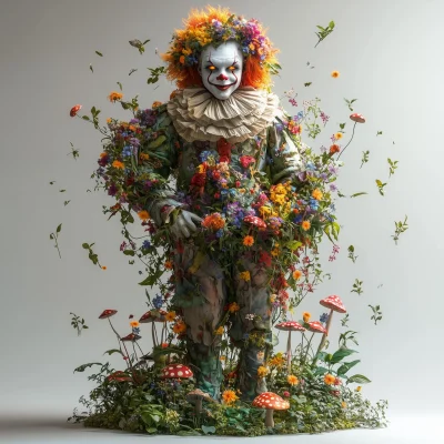 Whimsical Clown with Nature