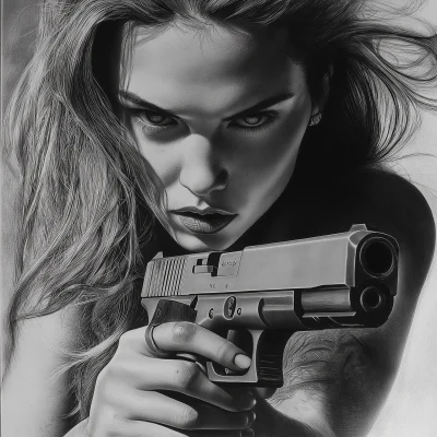 Airbrush Art of a Woman with Glock