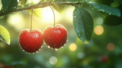 Juicy Cherries in Nature