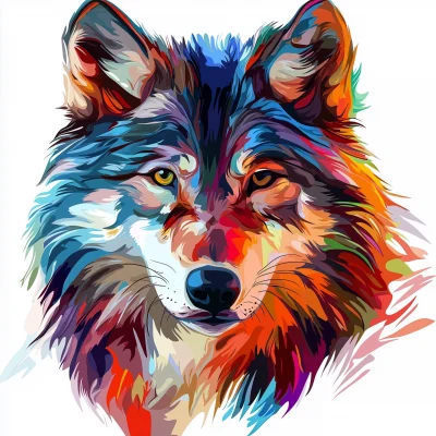 Colored Abstract Wolf