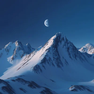 Snowy Mountain Nightscape