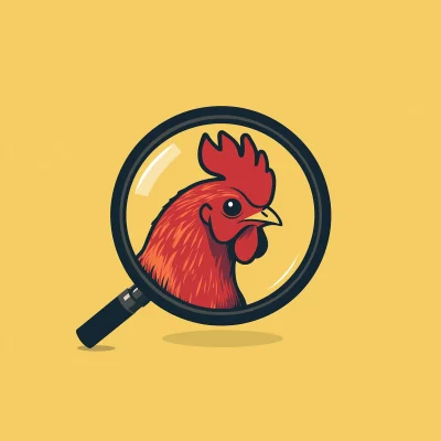 Chicken in Magnifying Glass Logo