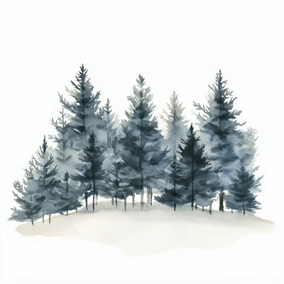 Watercolor Winter Woodland