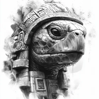 Mayan Turtle Helmet Tattoo Design