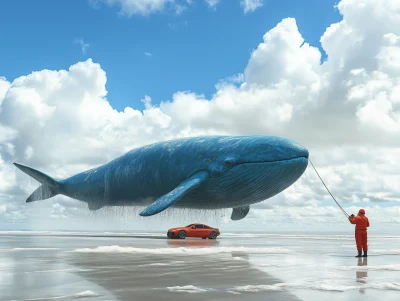 Coast Guards Cleaning a Whale