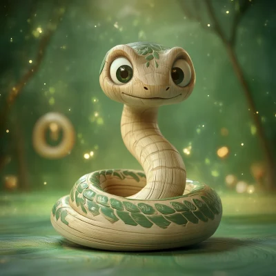 Charming Wooden Snake