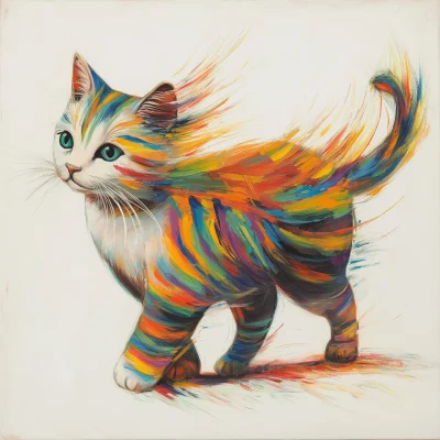 Domestic White Striped Cat