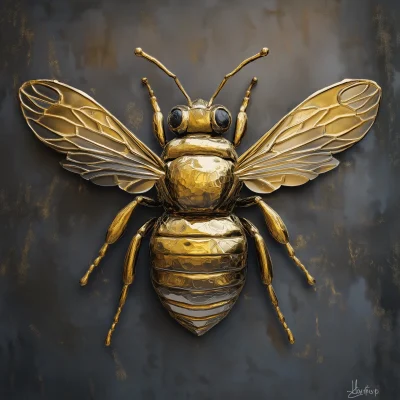 Hyperrealistic Brass Bumble Bee