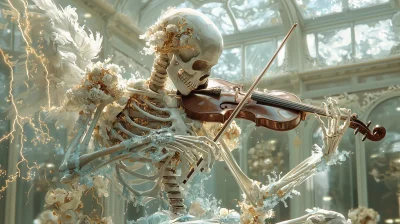 Angel Skeleton Playing Violin