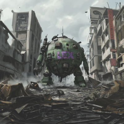 Metal Robot on Wreckage