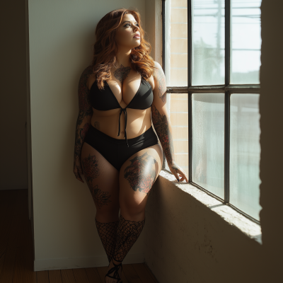 Chubby Model at Penthouse Window
