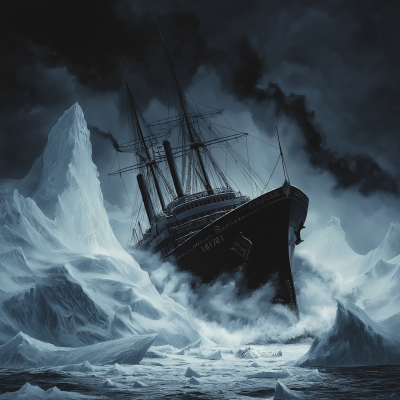 1990s Ship Crashing into Icebergs