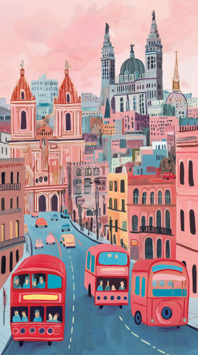 Pastel Cityscape of Mexico City