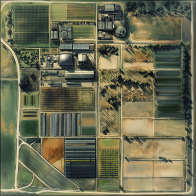 Aerial View of a Modern Farm