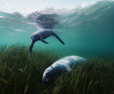 Manatees in Their Habitat