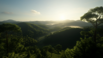 Foggy Rainforest Sunrise