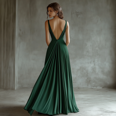 Green Open Back Dress