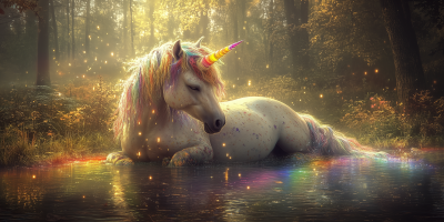 Unicorn Struck by Rainbow Lightning