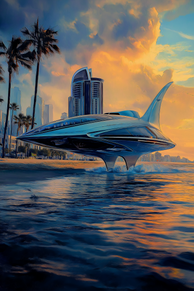 Futuristic Seacraft Landing