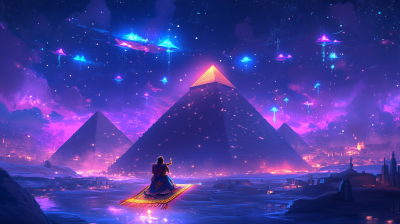 Sinbad Flying Over Pyramids