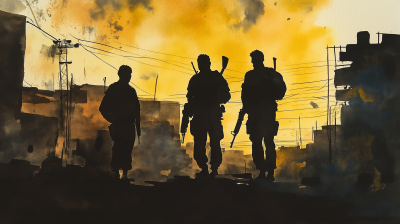 Silhouettes of Armed Men