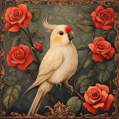 Cockatiel with Roses