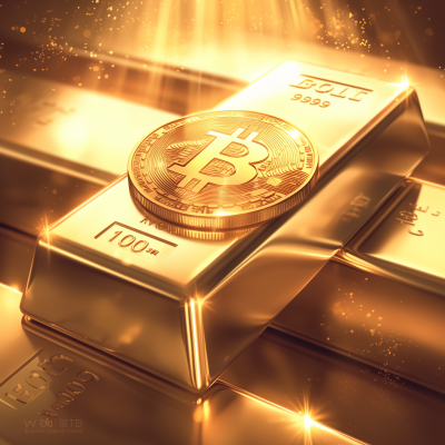 Gold Bars and Bitcoin Visualization