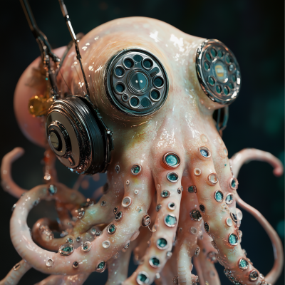 Surreal Cephalopod with Telephone Head