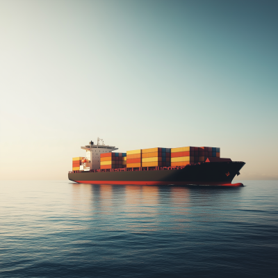 Modern Cargo Ship Sailing