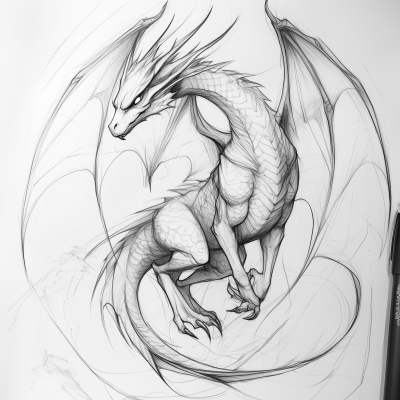 Magical Dragon Tattoo Sketch