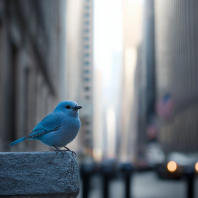 Cute Blue Bird on Wall Street