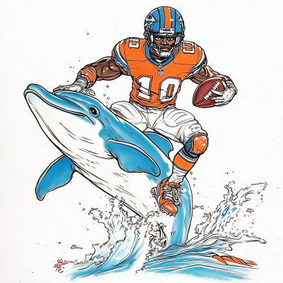 NFL Player Riding a Dolphin