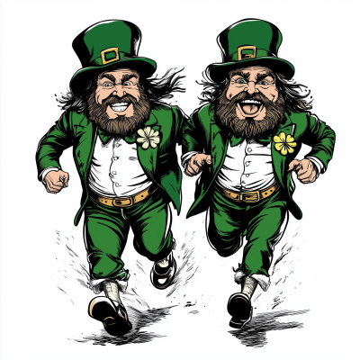 Joyful Leprechauns Running