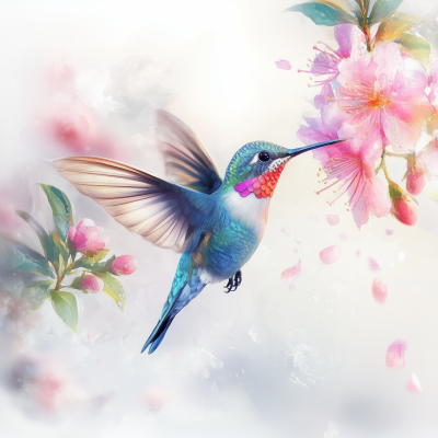 Dreamy Hummingbird Watercolor