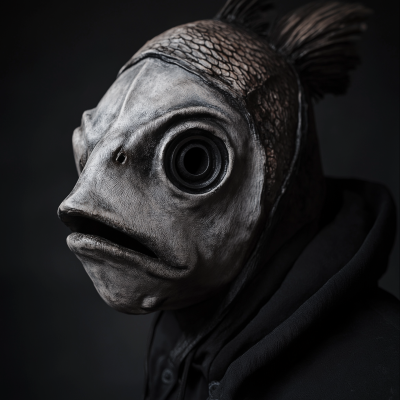 Masked Artist with Fish Design