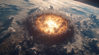 Cinematic Satellite View of Atomic Explosions