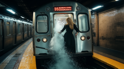 Water pouring at train station