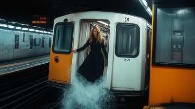 Water Flowing at Train Station