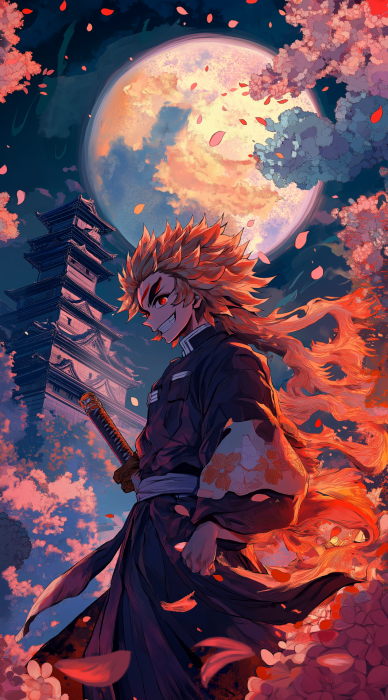 Vibrant Portrait of Rengoku Kyojuro