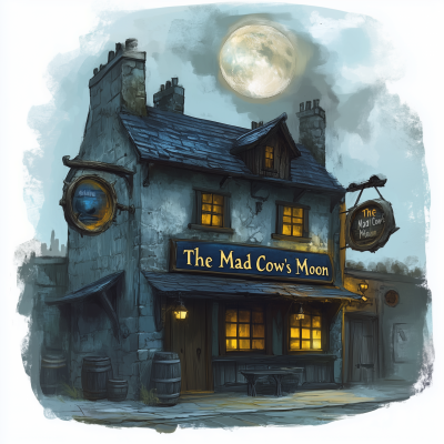 The Mad Cow’s Moon Tavern Sign