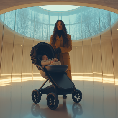 Fashionable Mother with Stroller