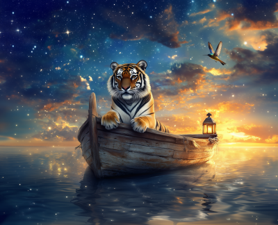 Majestic Tiger at Sunset