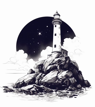 Lighthouse Under Starry Sky