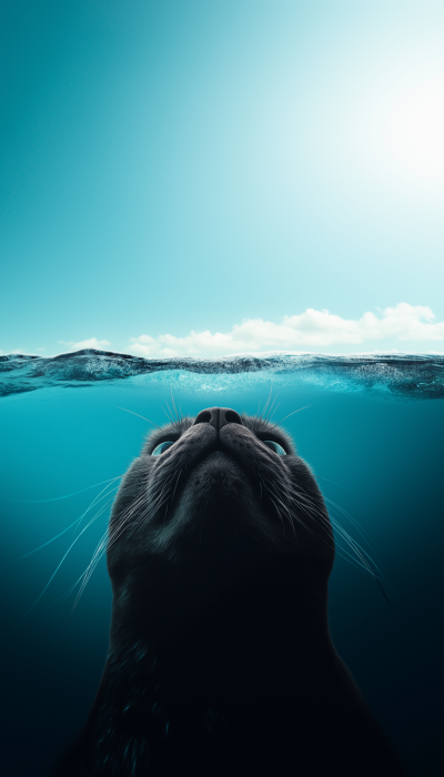 Giant Cat in the Ocean