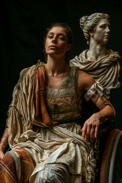 Armless Paralympian with Greek Statue