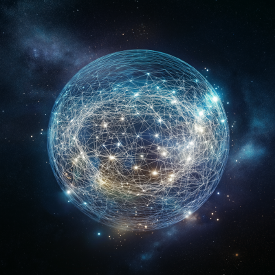Crystal Sphere with Blockchain Concept