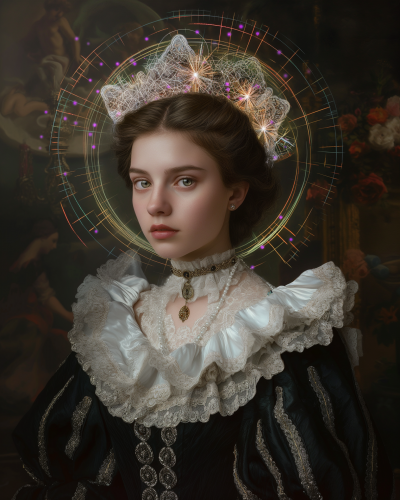 Baroque Queen with Digital Halo