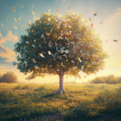 Lush Money Tree in Meadow