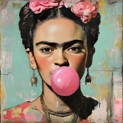 Frida Kahlo with Pink Balloon